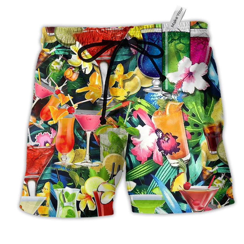 Beach Short / Adults / S Cocktail And Flowers Beautiful - Beach Short Reefox - Owls Matrix LTD