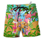 Beach Short / Adults / S Flamingo Let's Get Flocked Up Cool Style - Beach Short Reefox - Owls Matrix LTD