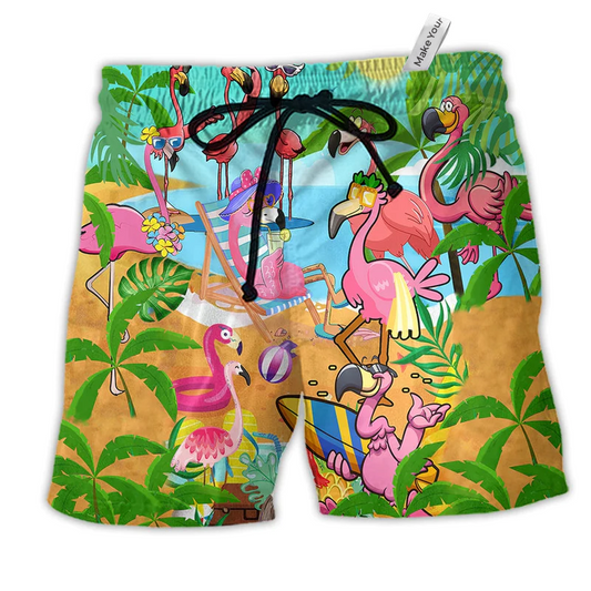 Beach Short / Adults / S Flamingo Let's Get Flocked Up Cool Style - Beach Short Reefox - Owls Matrix LTD