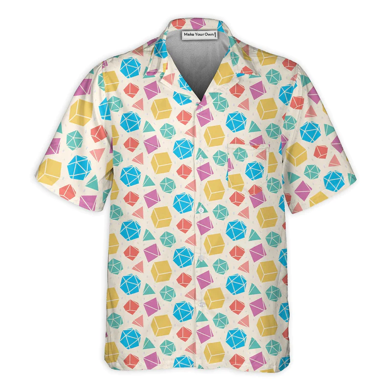 DnD Dice Polygonal Pattern - Hawaiian Shirt - Reefox