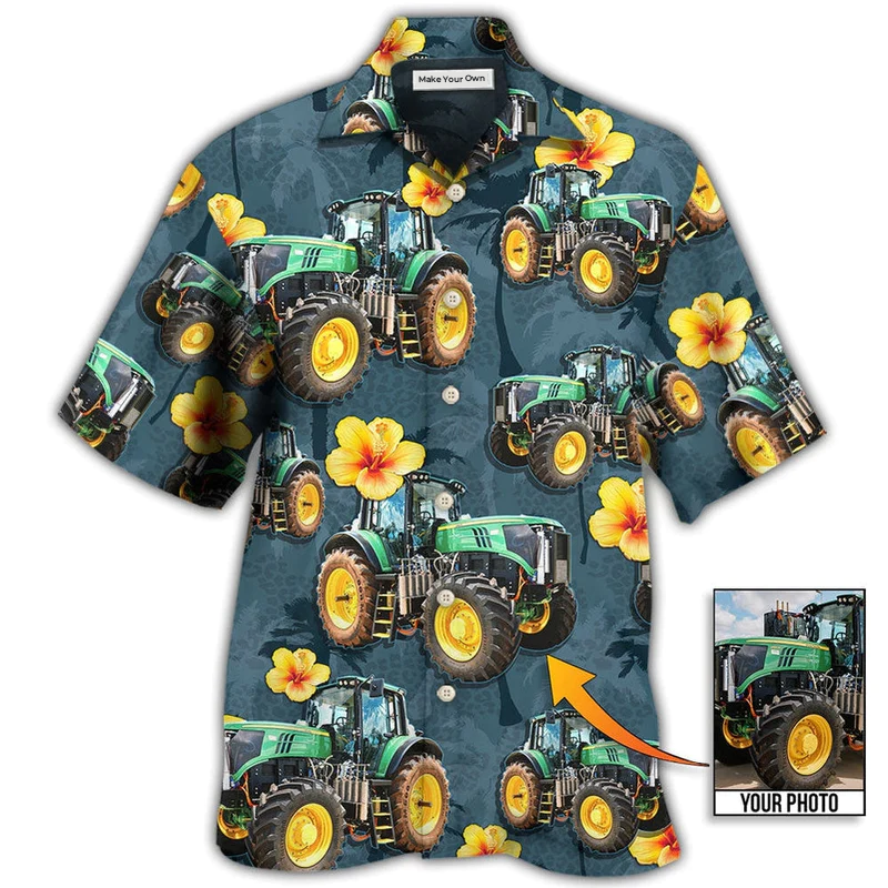 Hawaiian Shirt / Adults / S Tractor Lover Tropical Custom Photo - Hawaiian Shirt - Reefox