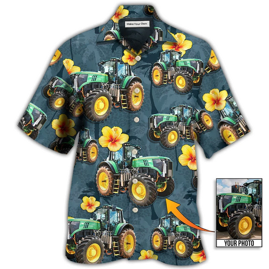 Hawaiian Shirt / Adults / S Tractor Lover Tropical Custom Photo - Hawaiian Shirt - Reefox