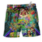 Beach Short / Adults / S Hippie Mushroom Alien Bus Everything Colorful - Beach Short Reefox - Owls Matrix LTD
