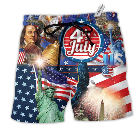 Beach Short / Adults / S America Love July Style - Beach Short Reefox - Owls Matrix LTD