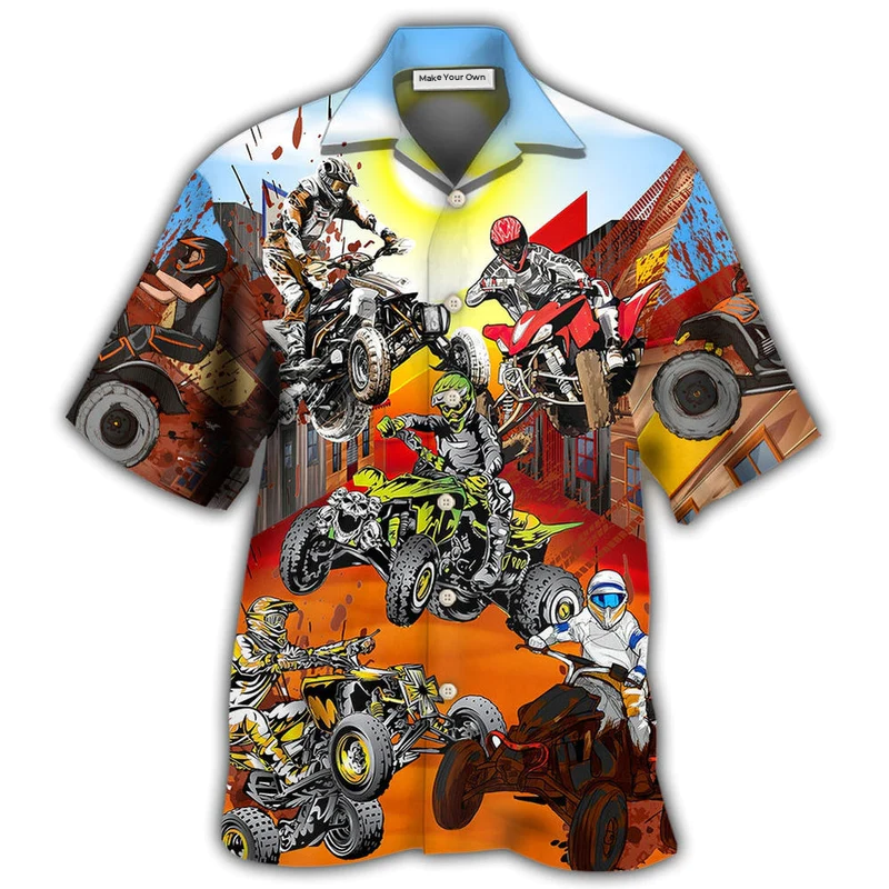 Hawaiian Shirt / Adults / S ATV Quad Riding Hard - Hawaiian Shirt - Reefox