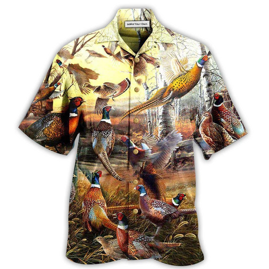 Hawaiian Shirt / Adults / S Hunting Animals Its Time For Pheasant Hunting - Hawaiian Shirt - Reefox