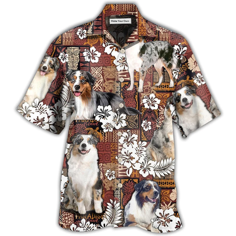 Hawaiian Shirt / Adults / S Australian Shepherd Dog Vintage Lover Tropical Style - Hawaiian Shirt - Reefox