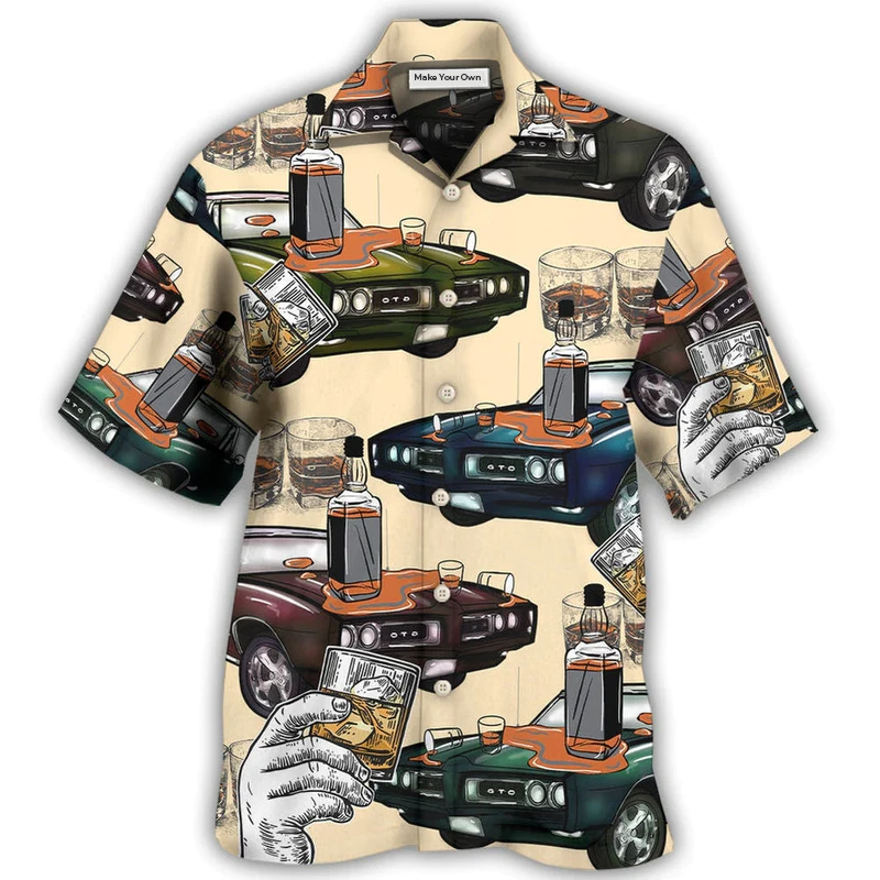 Hawaiian Shirt / Adults / S Car Muscle Car And Whiskey - Hawaiian Shirt - Reefox