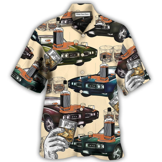 Hawaiian Shirt / Adults / S Car Muscle Car And Whiskey - Hawaiian Shirt - Reefox