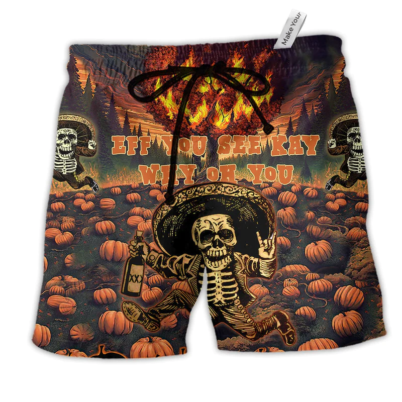 Beach Short / Adults / S Halloween Eff You See Kay Why Oh You - Beach Short Reefox - Owls Matrix LTD