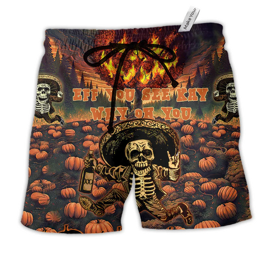 Beach Short / Adults / S Halloween Eff You See Kay Why Oh You - Beach Short Reefox - Owls Matrix LTD