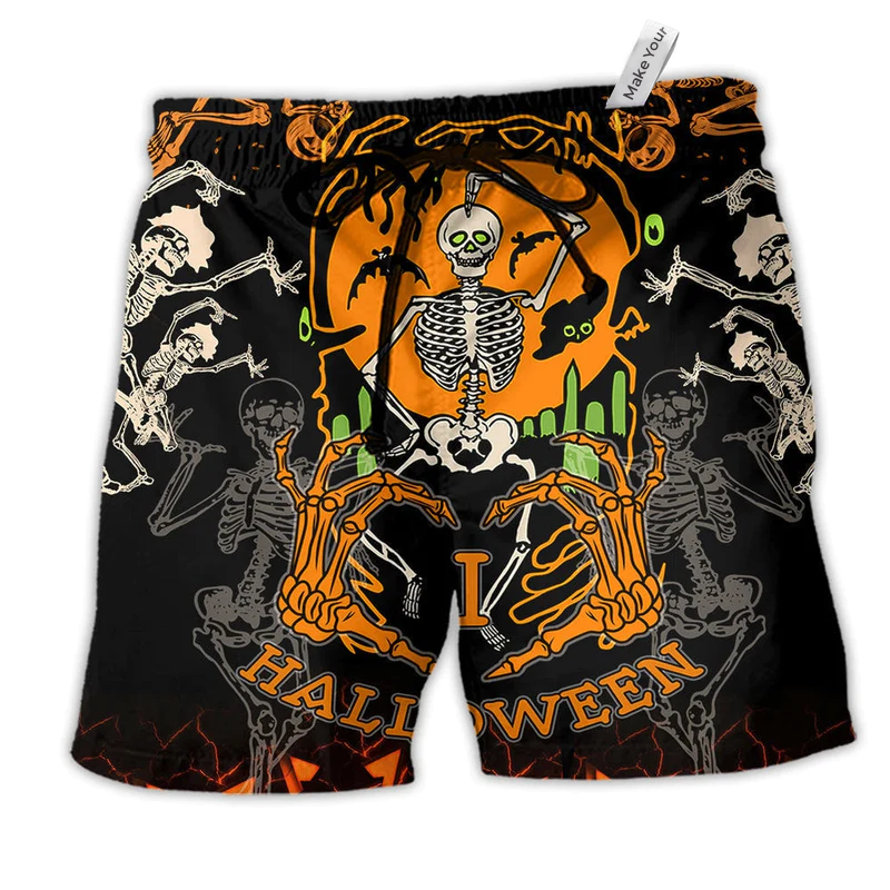 Beach Short / Adults / S Halloween Dancing Skeleton Scaried - Beach Short Reefox - Owls Matrix LTD