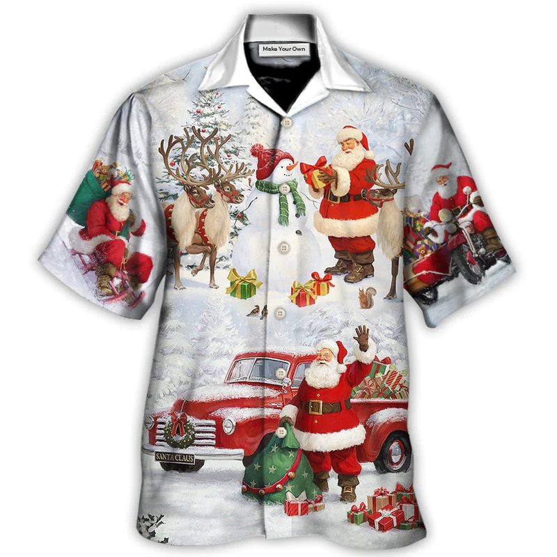 Christmas Santa Claus Gift For Xmas Snow Painting Style - Hawaiian Shirt - Reefox