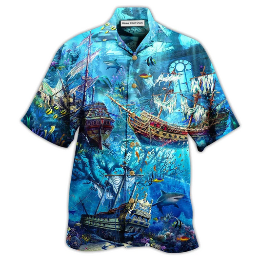 Hawaiian Shirt / Adults / S Ship Underwater Treasures The Forgotten Ship - Hawaiian Shirt - Reefox
