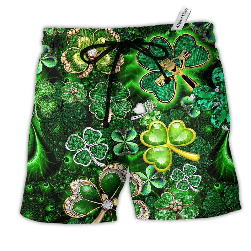 Shamrock Irish Leaf Diamond - Beach Short Hawaiian Print