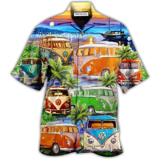 Hawaiian Shirt / Adults / S Bus Good Times And Tan Lines On The Beach - Hawaiian Shirt - Reefox
