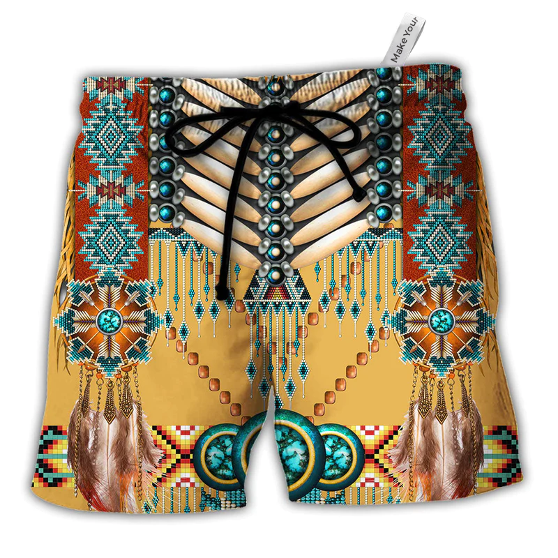 Native American Proud Pattern - Beach Short Reefox - Owls Matrix LTD