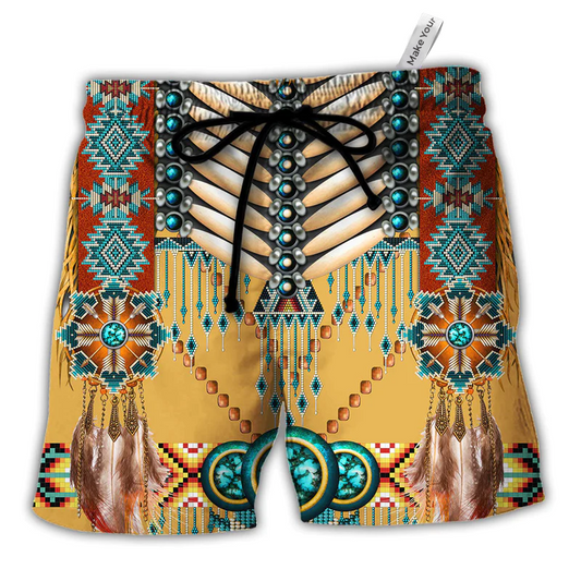 Native American Proud Pattern - Beach Short Reefox - Owls Matrix LTD