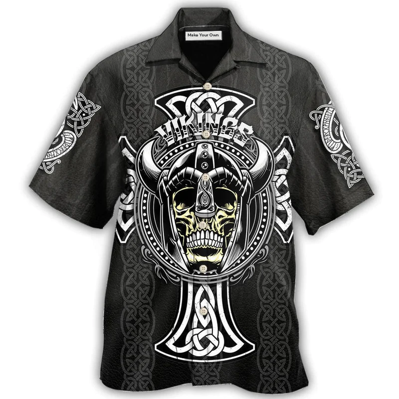 Hawaiian Shirt / Adults / S Viking Cool Pattern Black Style - Hawaiian Shirt - Reefox