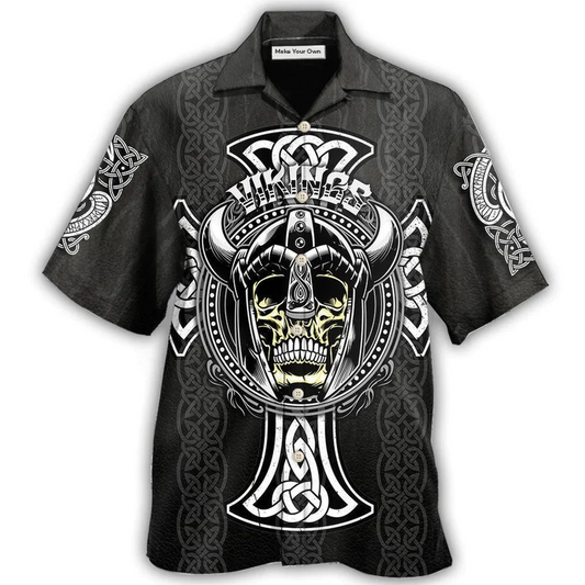 Hawaiian Shirt / Adults / S Viking Cool Pattern Black Style - Hawaiian Shirt - Reefox