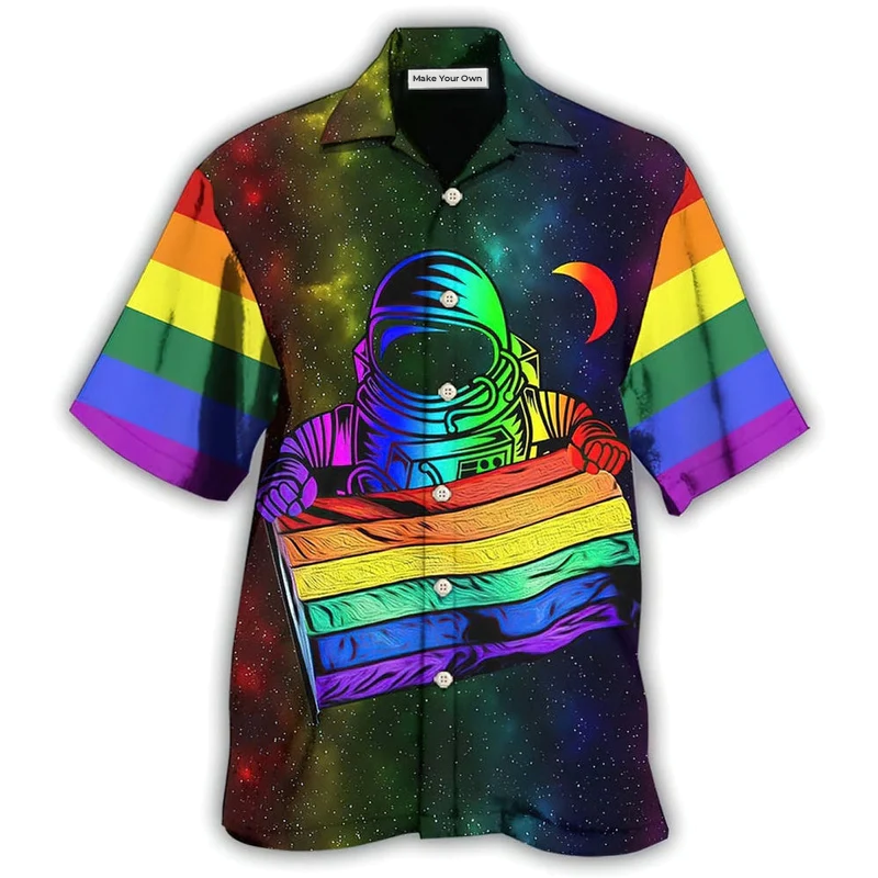 Hawaiian Shirt / Adults / S LGBT Pride Astronaut Style - Hawaiian Shirt - Reefox
