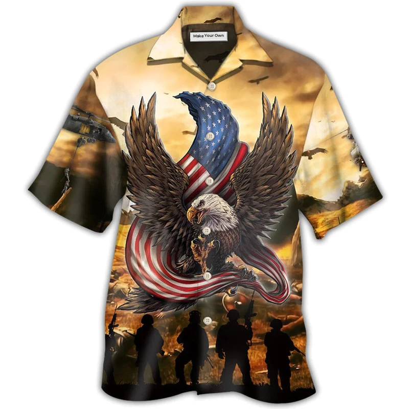 Hawaiian Shirt / Adults / S Veteran Honor The Fallen With Eagle - Hawaiian shirt - Reefox
