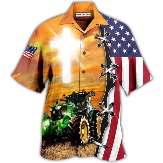 Hawaiian Shirt / Adults / S Tractor Proud To Be A Farmer - Hawaiian Shirt - Reefox