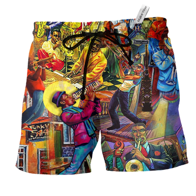 Beach Short / Adults / S Music Birthplace Of Jazz Music - Beach Short Reefox - Owls Matrix LTD