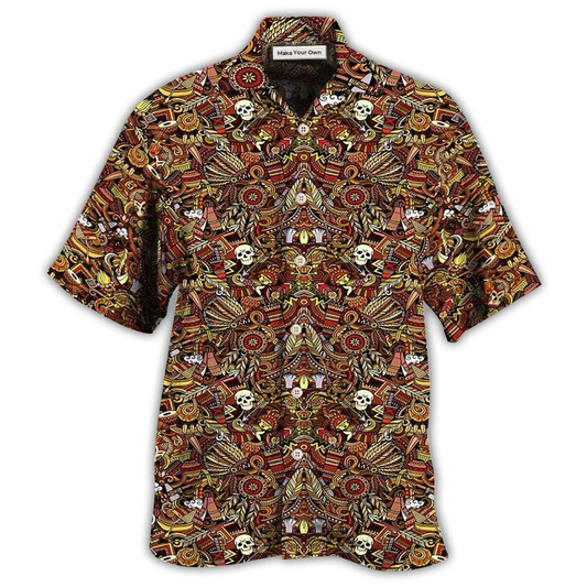 Hawaiian Shirt / Adults / S Native Skull Pattern Cool - Hawaiian Shirt - Reefox