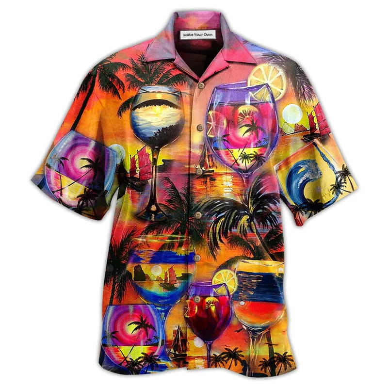 Hawaiian Shirt / Adults / S Wine It's Time For Wine And Hawaii - Hawaiian Shirt - Reefox