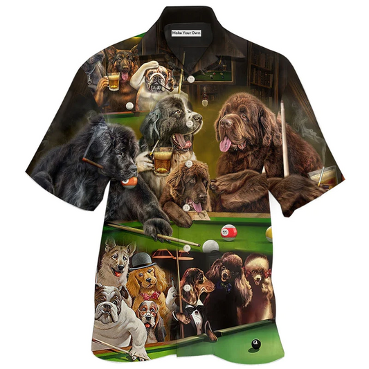 Hawaiian Shirt / Adults / S Billiard Dogs Play Billiard Funny - Hawaiian Shirt - Reefox
