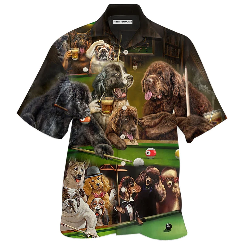Hawaiian Shirt / Adults / S Billiard Dogs Play Billiard Funny - Hawaiian Shirt - Reefox