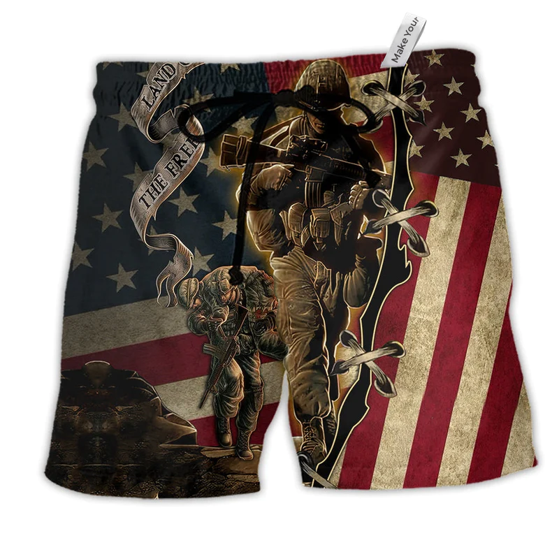Beach Short / Adults / S Veteran Proud Memories Flag - Beach Short Reefox - Owls Matrix LTD