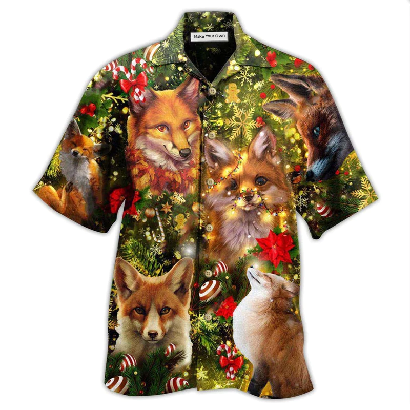 Hawaiian Shirt / Adults / S Christmas Merry Christmas Foxmask - Hawaiian Shirt - Reefox