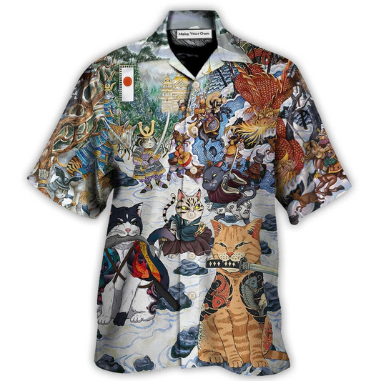Hawaiian Shirt / Adults / S Samurai Cats - A Small Measure of Peace - Hawaiian Shirt - Reefox