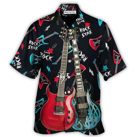 Hawaiian Shirt / Adults / S Guitar All I Need Is Playing Music - Hawaiian Shirt - Reefox
