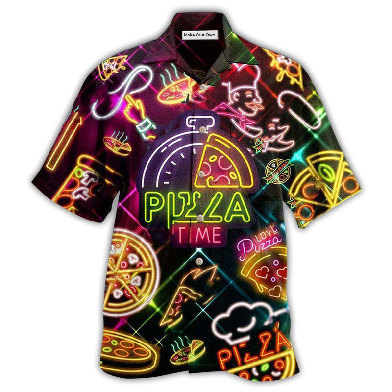Hawaiian Shirt / Adults / S Food It's Pizza Time Stunning - Hawaiian Shirt - Reefox