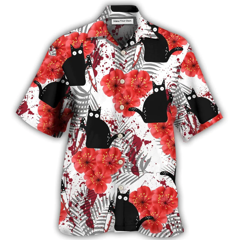Hawaiian Shirt / Adults / S Black Cat Blood Stains - Hawaiian Shirt - Reefox