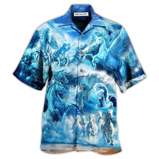 Hawaiian Shirt / Adults / S Horse Run To The Sea And Free The Souls - Hawaiian Shirt - Reefox