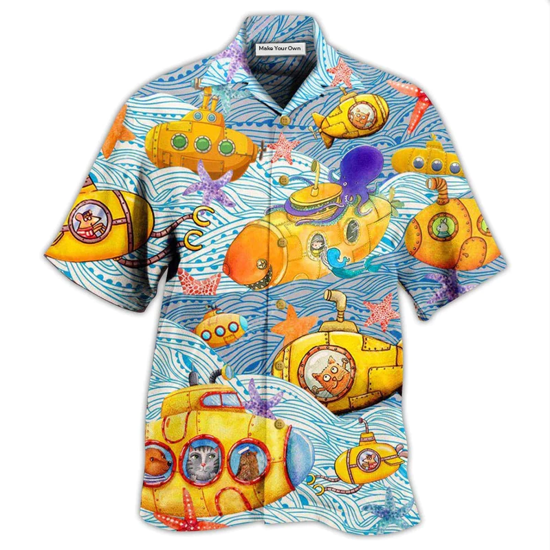 Hawaiian Shirt / Adults / S Diving Submarines Into The Ocean - Hawaiian Shirt - Reefox
