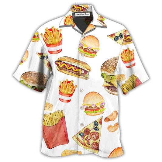 Hawaiian Shirt / Adults / S Food Fast Food White Style - Hawaiian Shirt - Reefox
