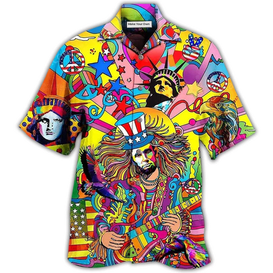 Hawaiian Shirt / Adults / S Hippie America Colorfull Style - Hawaiian Shirt - Reefox