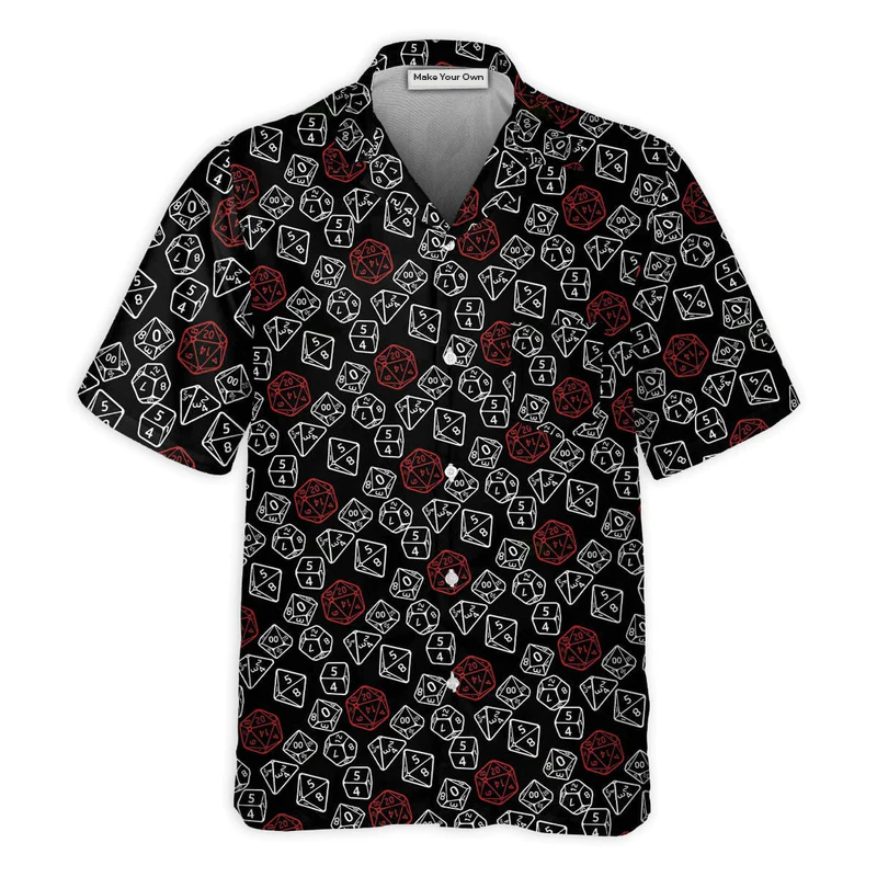 DnD Dice Red And White - Hawaiian Shirt - Reefox