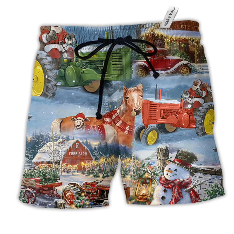 Beach Short / Adults / S Christmas To Farm Happiness - Beach Short Reefox - Owls Matrix LTD