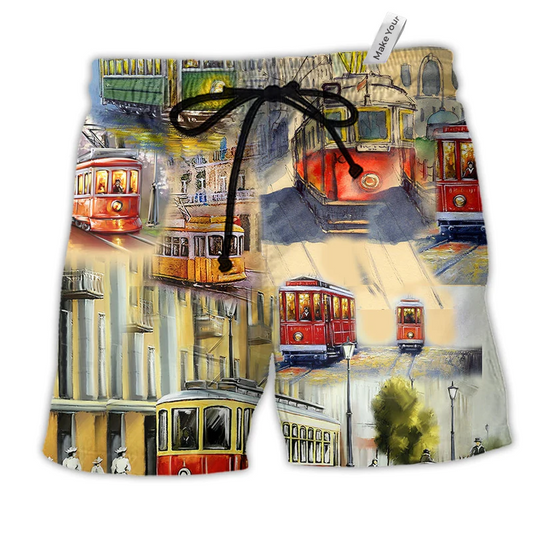 Beach Short / Adults / S Train Love Our City - Beach Short Reefox - Owls Matrix LTD