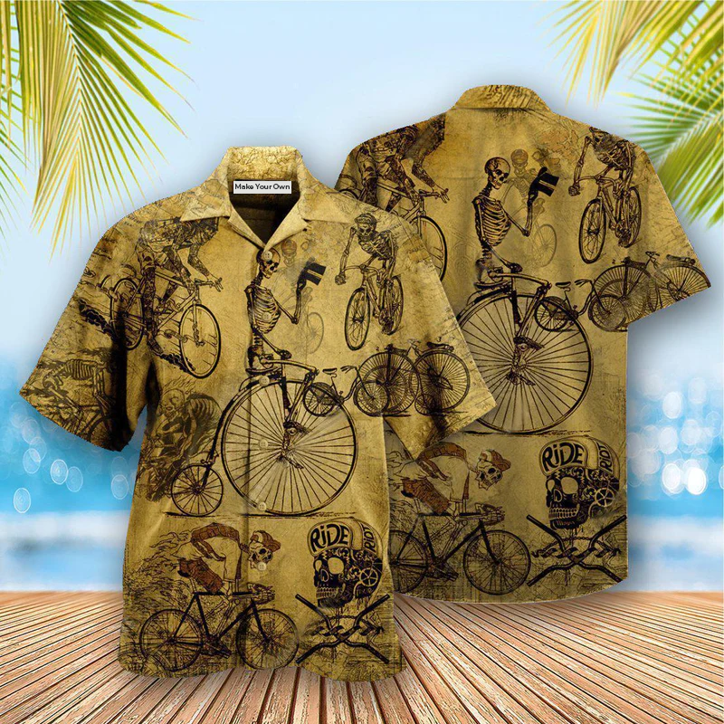 Bike Skull Born To Ride Ride To Live Vintage - Hawaiian Shirt - Reefox