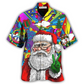 Hawaiian Shirt / Adults / S Hippie Funny Santa Claus Christmas - Hawaiian Shirt - Reefox