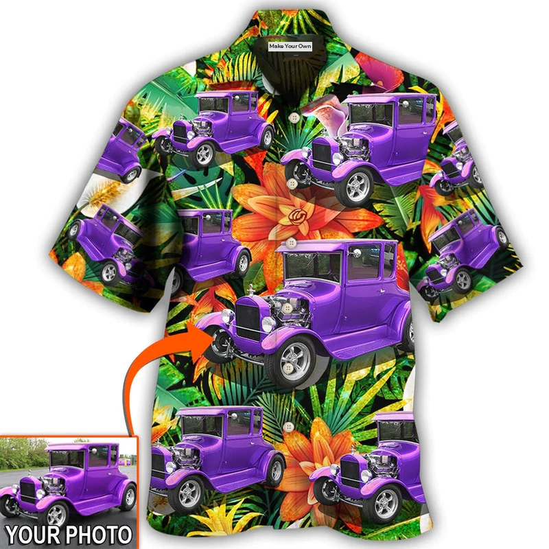 Hawaiian Shirt / Adults / S Car Model T Tropical Flower Custom Photo - Hawaiian Shirt - Reefox