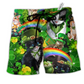 Beach Short / Adults / S Irish Saint Patricks Day Cats Shamrocks Green - Beach Short Reefox - Owls Matrix LTD