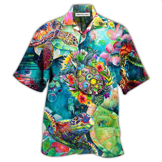 Hawaiian Shirt / Adults / S Turtle Colorful Love Sea - Hawaiian Shirt - Reefox